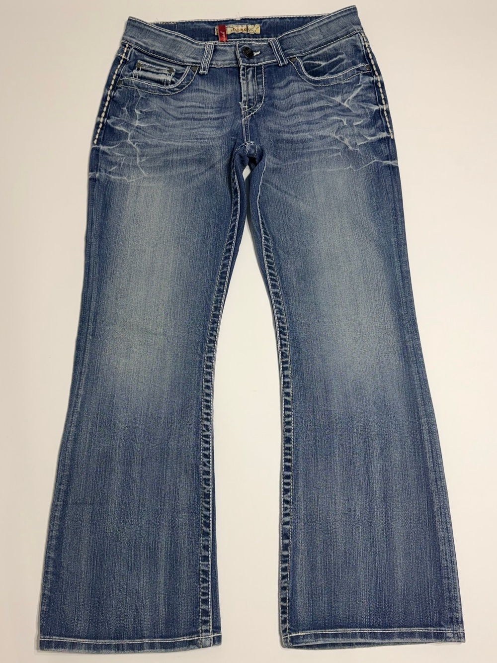 BKE Culture Bootcut Jeans Medium Whiskered Wash Stretch Denim Size 29 (31”)
